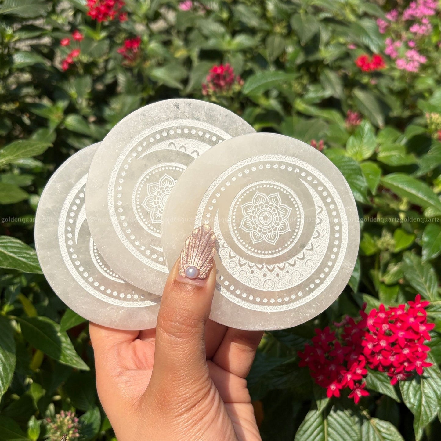 Crescent Moon Selenite Plate For Charging 