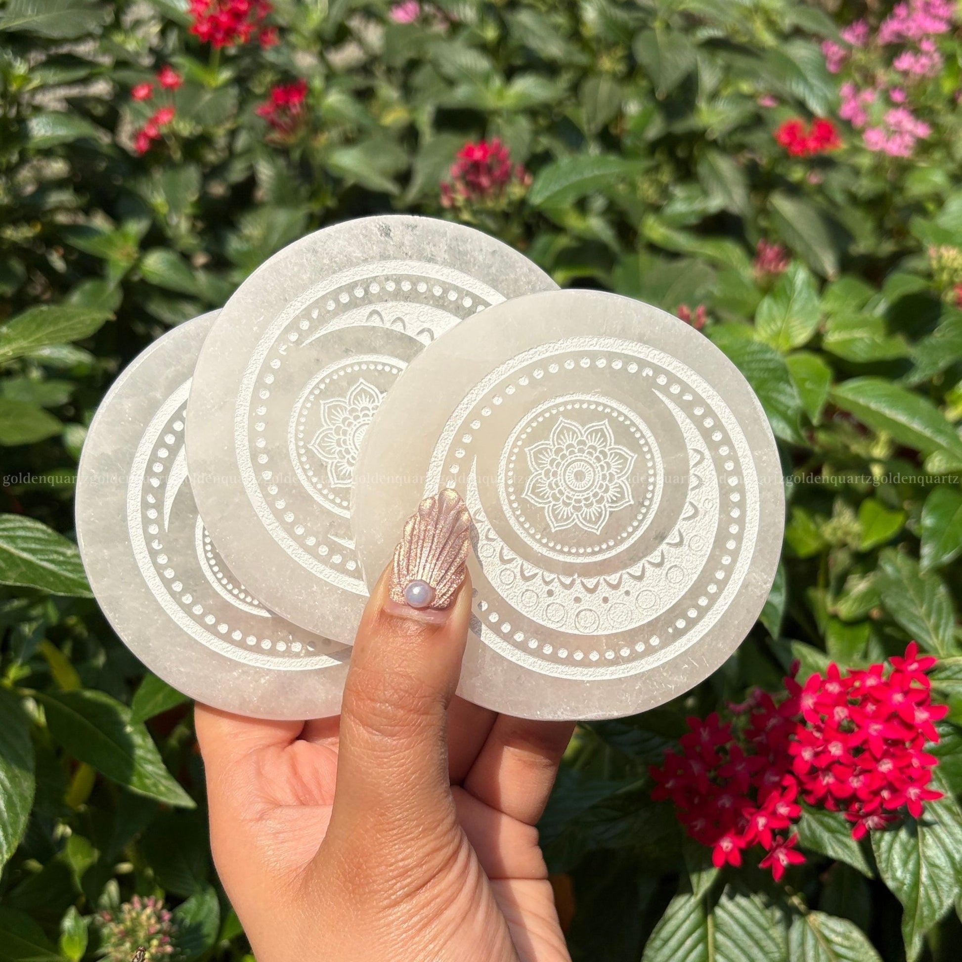 Crescent Moon Selenite Plate For Charging 