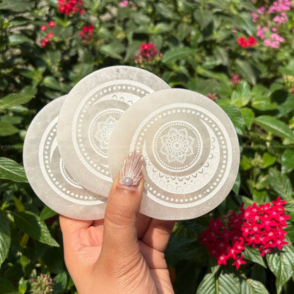 Crescent Moon Selenite Plate For Charging 