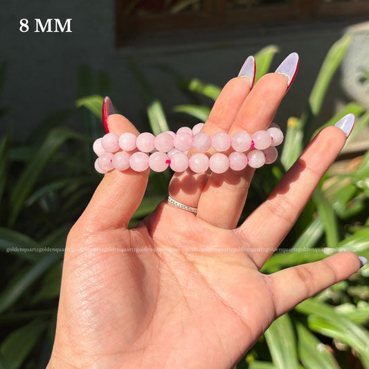 Rose Quartz Dc (Diamond Cut) Bracelet