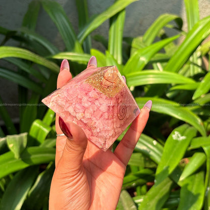 Rose Quartz Copper Orgonite /Orgone Pyramid For Love - Golden Quartz 