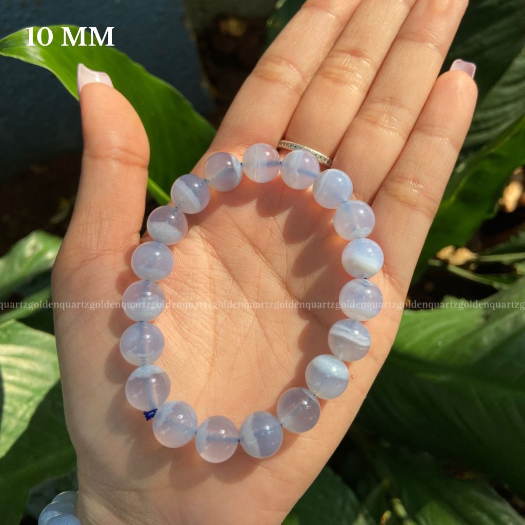 Blue Lace Agate Bracelet - Golden Quartz 