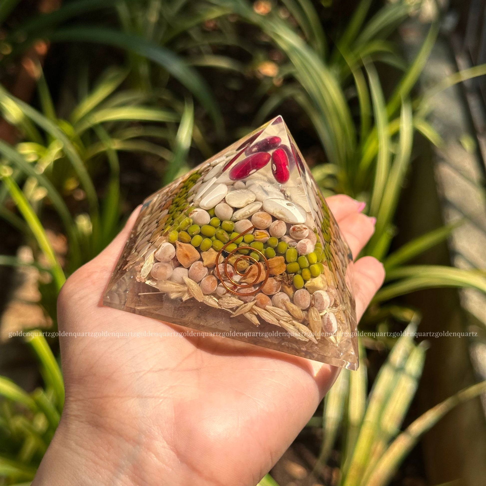 Annapurna Pyramid Orgonite /Orgone Pyramid For Never Ending Abundance - Golden Quartz 