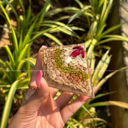 Annapurna Pyramid Orgonite /Orgone Pyramid For Never Ending Abundance - Golden Quartz 