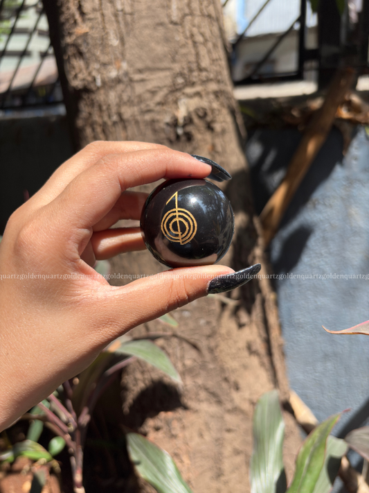 Black Tourmaline Reiki Symbol Sphere