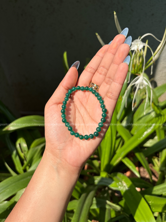 Green Jade Bracelet - Golden Quartz 
