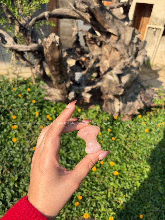 Rose Quartz Mushroom Gua Sha - Golden Quartz 