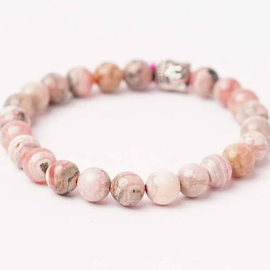 GEM RHODOCHROSITE BRACELET FOR COMPASSION & LOVING ENERGY - Golden Quartz 
