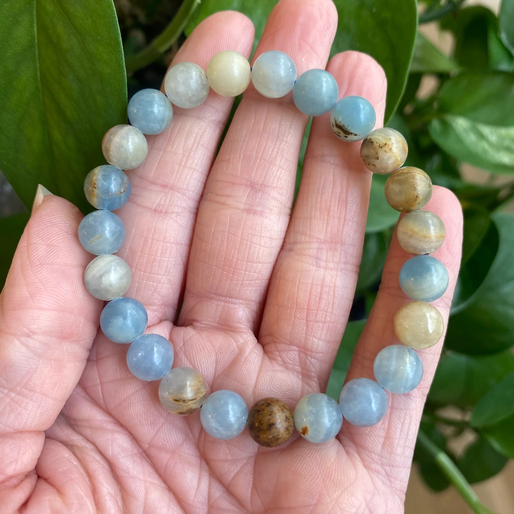 Blue Calcite Bracelet - Golden Quartz 