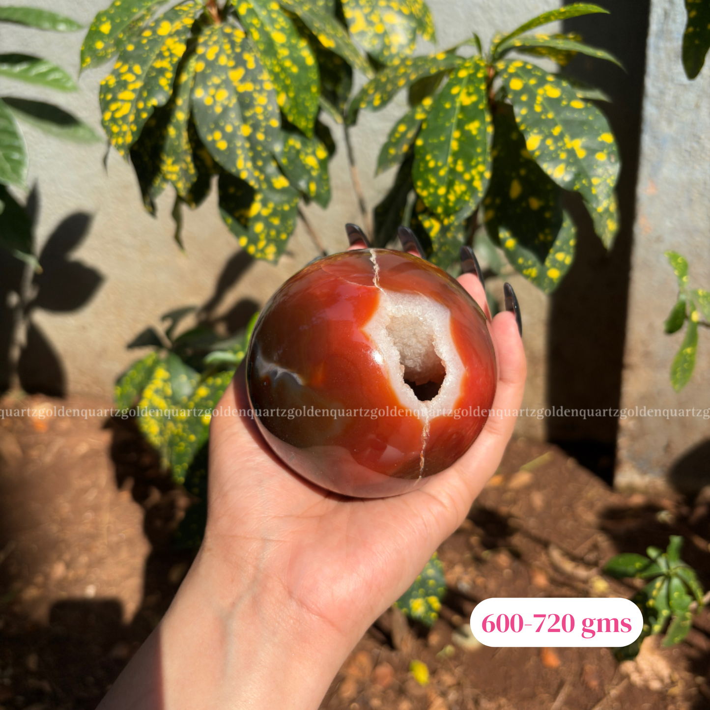 Carnelian Banded Druzy Sphere/ Ball